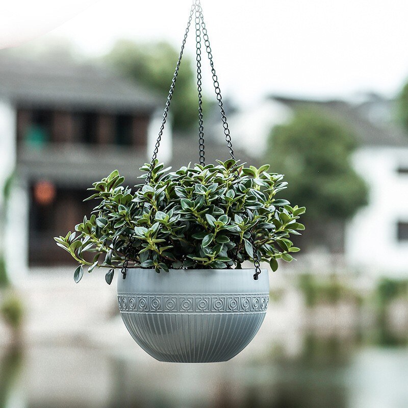 Imitation Rattan Hanging Basket Flower Pot Chain Basin Economic Hydroponic Plants Plant Grow Basin Home Garden Decoration