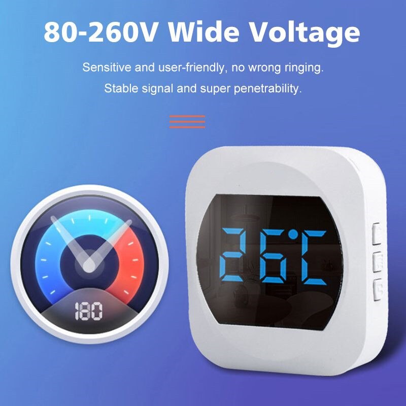 Wireless Waterproof Doorbell 300m Range US EU Plug Home Intelligent Door Bell Chime 2 Buttons 2 Receivers Temperature Self Power