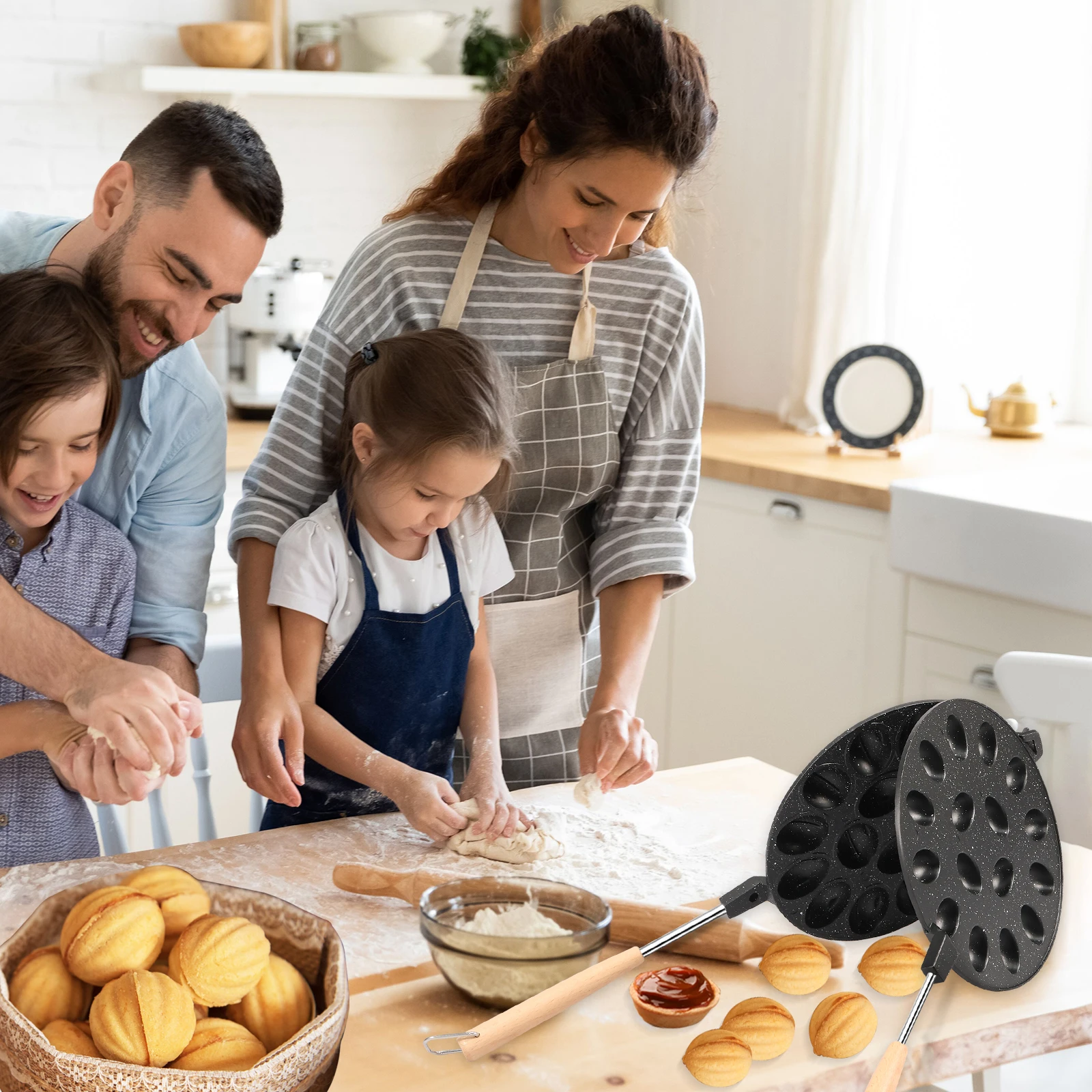 Stampo per biscotti alle noci 16 fori Creatore di biscotti alle noci Stampi per Oreshki antiaderenti Pasticceria Creatore di biscotti alle noci per cuocere gadget da cucina