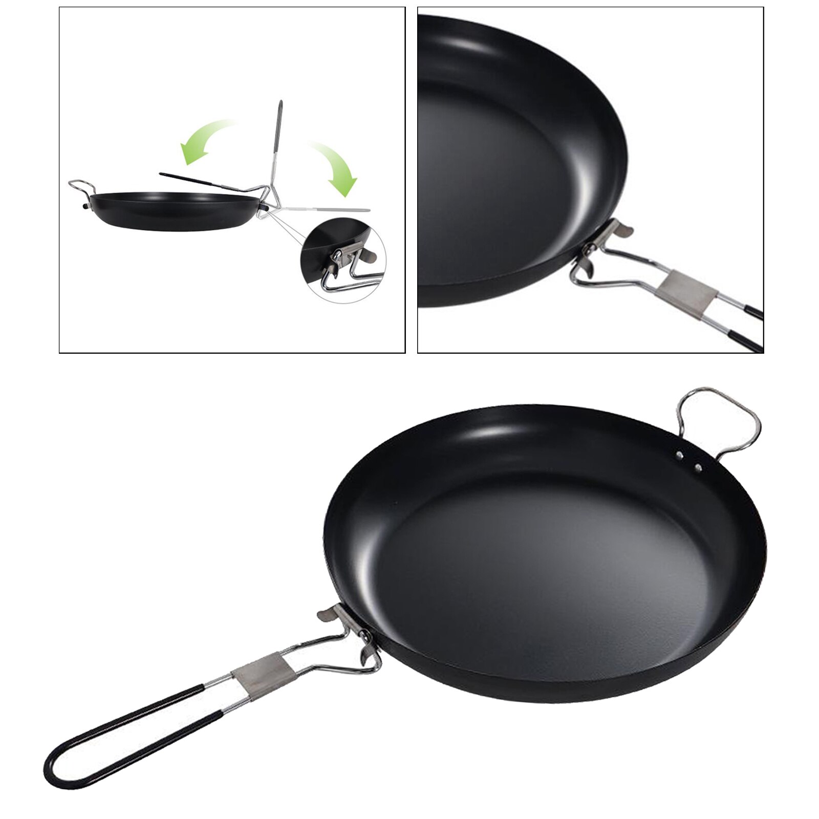 Escursionismo Picnic campeggio pentole antiscivolo ferro padella padella uovo padella pietra di granito frittata friggere leggero con manico pieghevole: 12 inch