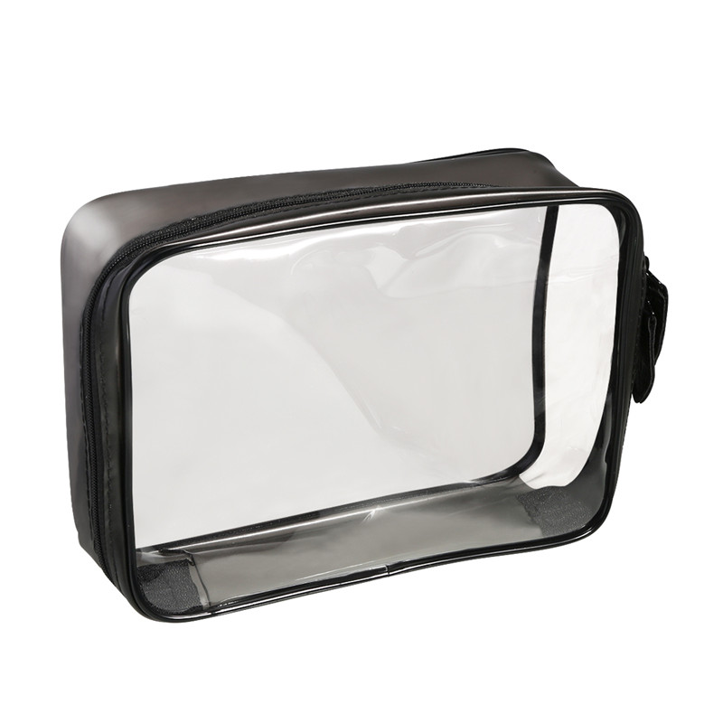 Transparent Zipper Toiletry Bag Travel Luggage Pouch Carry On Clear Airport Airline Compliant Bag PVC Travel Cosmetic Makeup Bag: Large Square