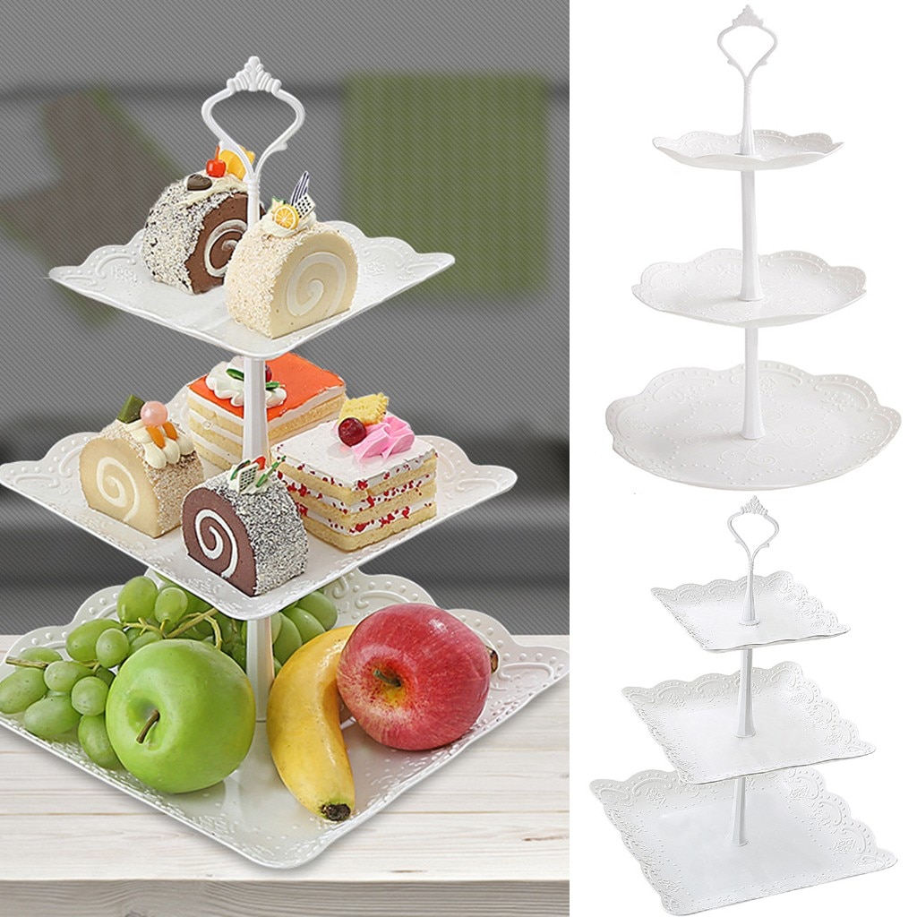 3-Tier Cupcake Stand Cake Dessert Wedding Event Party Display Tower Plate Wedding Birthday Party Crafts Model Cake Rack