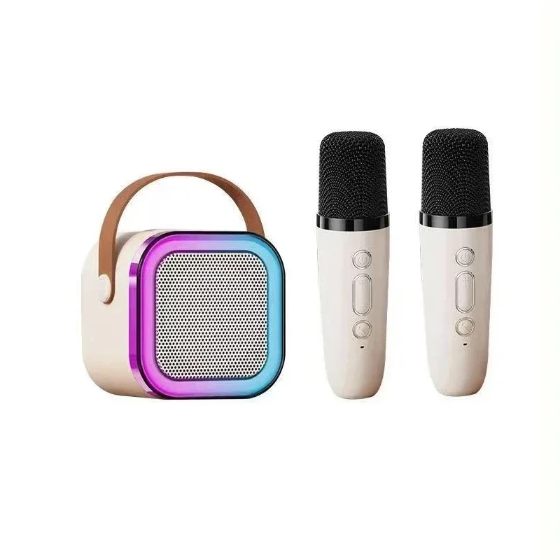 Machine de karaoké K12 portable, Bluetooth 5.3 PA, système de haut-parleurs avec 1-2 microphones sans fil, maison, chant familial, pour enfants: Kaki