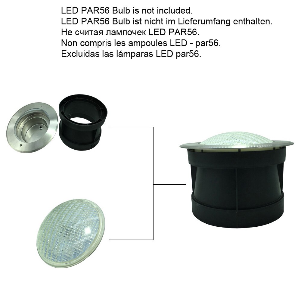 PAR56 Underwater Pool Lighting Housing in Stainless Steel IP 68 Waterproof