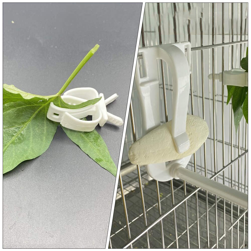 2pcs Parrot Clamp Bird Cage Fixed Clip Bird Cage Accessory for Parrot (White)
