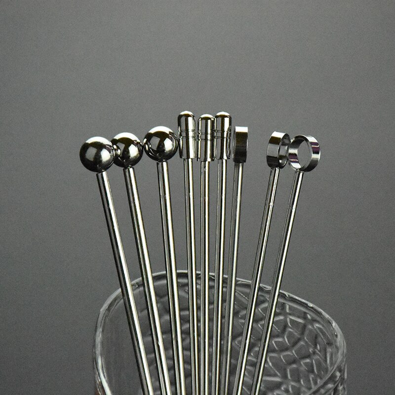 10pc Stainless steel Martini picks bbq skewers 11cm metal cocktail drink stirrer muddler party bar supplies barbecue grill tools