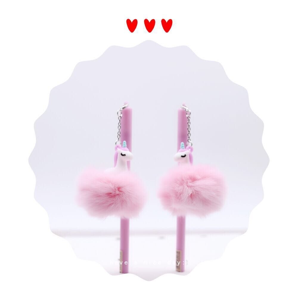 Kawaii licorne boule peluche pendentif Gel stylo mignon 0.5mm encre noire neutre stylo promotionnel papeterie fournitures scolaires
