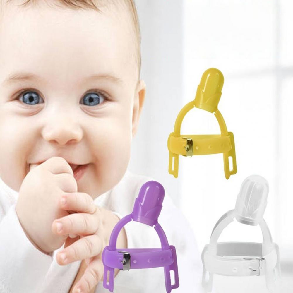 Muñequera de silicona no tóxica para bebés y niños, protector de dedos para dejar de chupar el pulgar, aparato de succión, 2 colores, novedad