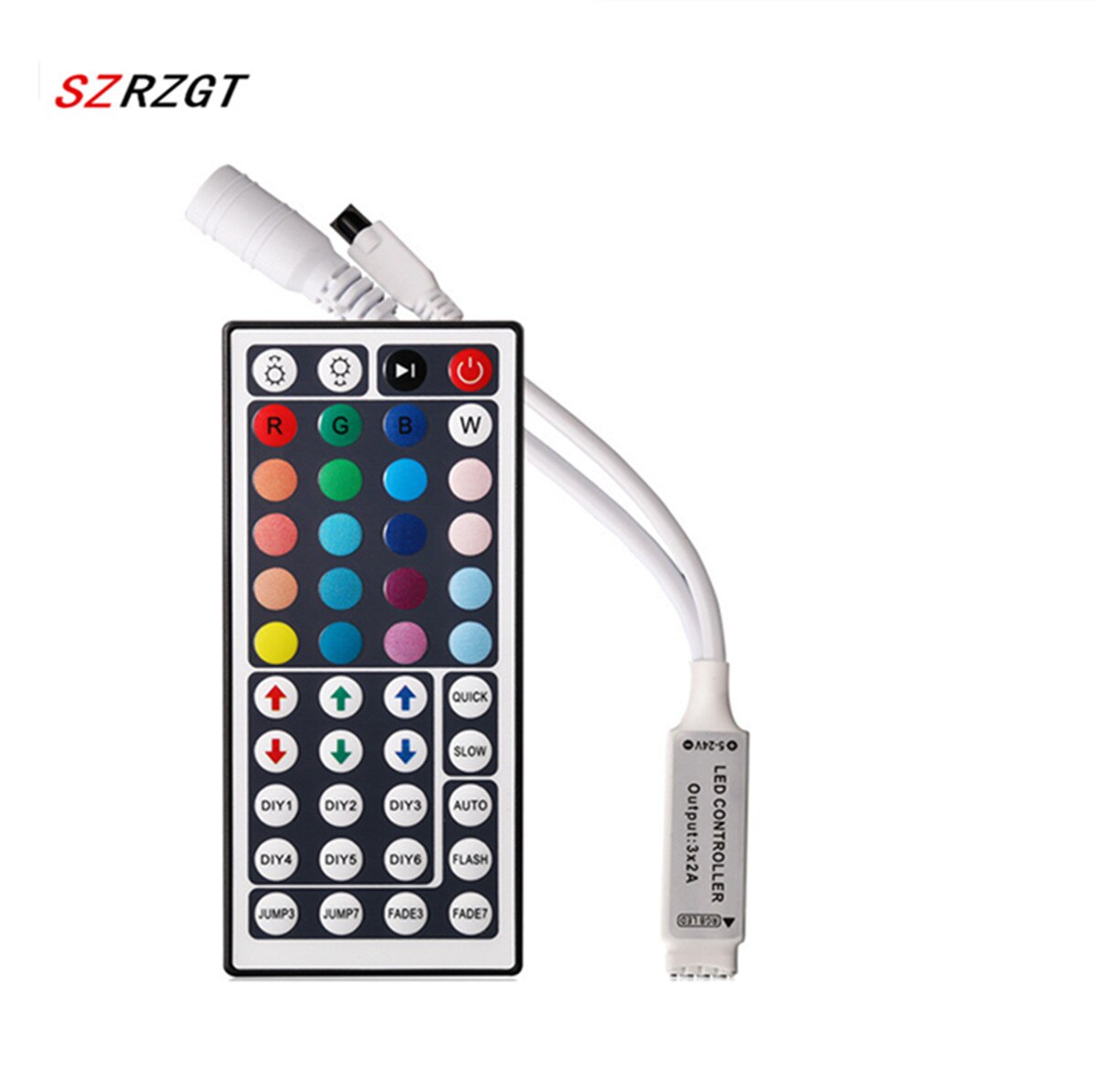 Controlador Led con 44 teclas, caja de control RGB IR de 1 a 2, atenuador remoto IR DC12V para tira de luces LED RGB 3528 5050: 44key mini controlle