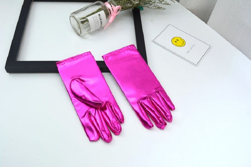 Korte heren dames paarse laklederen handschoenen pols feesthandschoenen kerst felle podiumprestatie handschoenen  st264