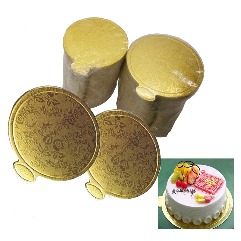 20pcs/set 9cm Round Mousse Cake Board Gold Paper Cupcake Dessert Displays Tray Wedding Birthday Cake Pastry Decorative Tools