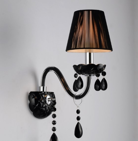 Arandela black crystal moderne led wandlamp lamp met stof schaduw voor slaapkamer home wandkandelaar