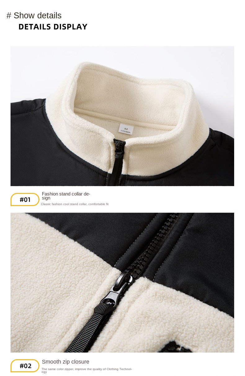Chaqueta Polar cálida de invierno para hombre y mujer, abrigo Polar de doble cara, sudadera informal de felpa a prueba de frío, Color de empalme que combina con todo