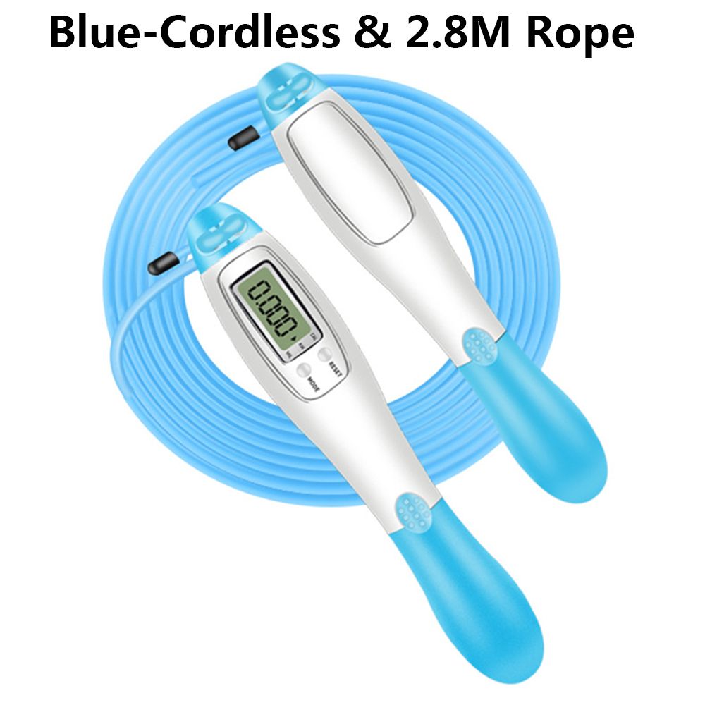 Cordless Electronic Skipping Rope Gym Fitness Cordless Skipping Smart Jump Rope with LCD Screen Counting Speed Skipping Counter: blue-Cordless Rope
