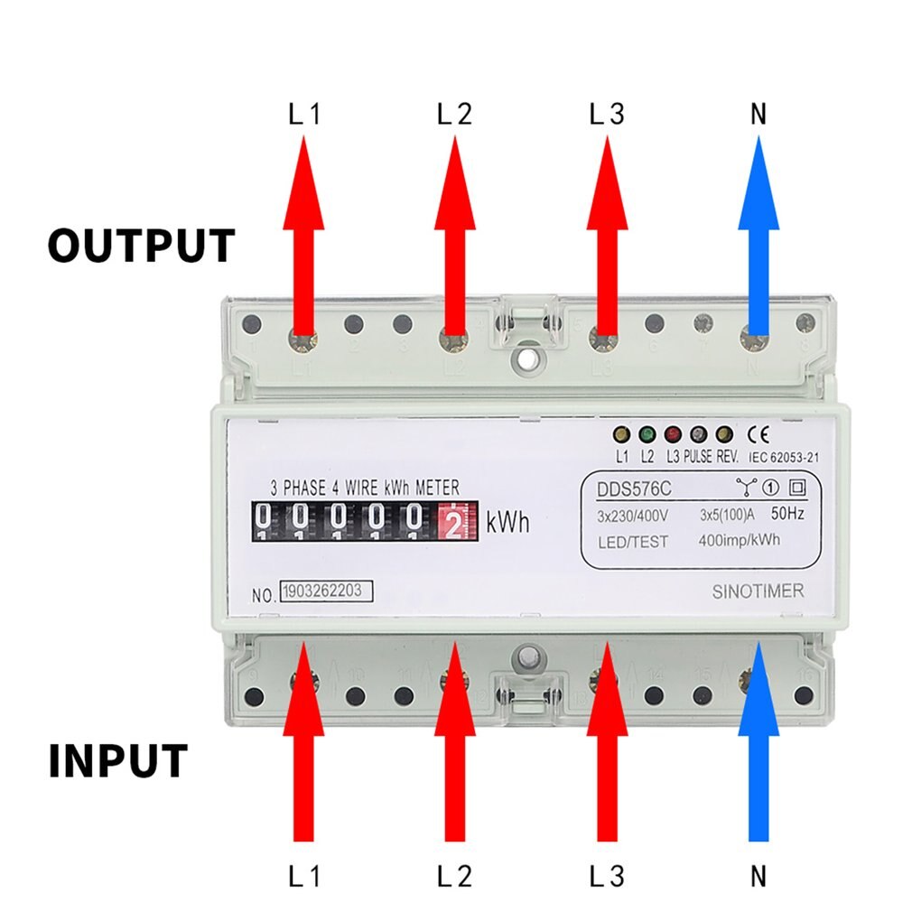 SINOTIMER DDS576C trifásico 7P 4 cables, contador de energía analógico, Monitor de potencia de simulación, carril DIN con salida de pulso