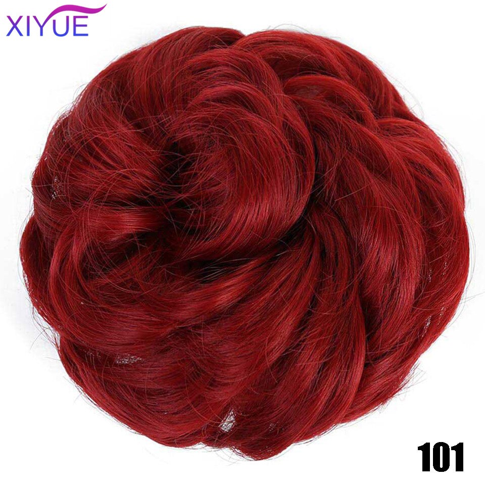 XIYUEMessy Scrunchies Donut Bun Synthetic Hair Chignon Straight Elastic Band Hair Extensions Heat Resistant Hairpieces For Women: #12