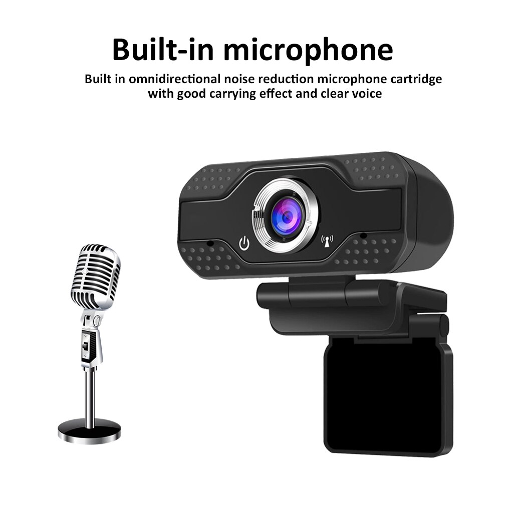 1080P HD Webcam with Microphone USB Adjustable Computer Camera 360 Degree Rotating Webcam for Teaching Online
