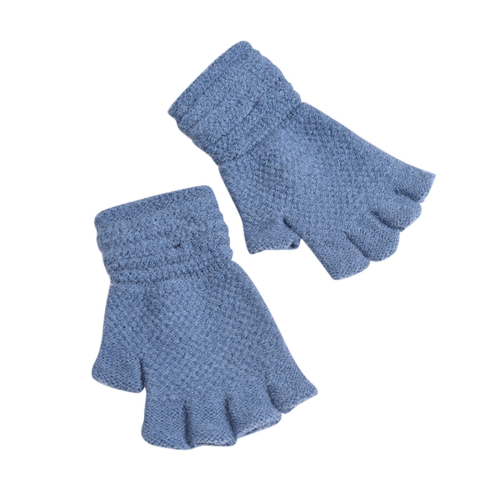 Enfant en bas âge bébé filles garçons hiver solide tricoté sans doigts mitaines gants: Blue 