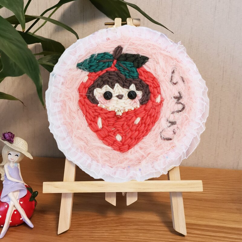 DIY Cartoon Easy Punch Needle Embroidery Kit Punch Needle Cross Stitch for Beginner Handcraft Wall Painting Home Decor: E 20cm withoutneedle