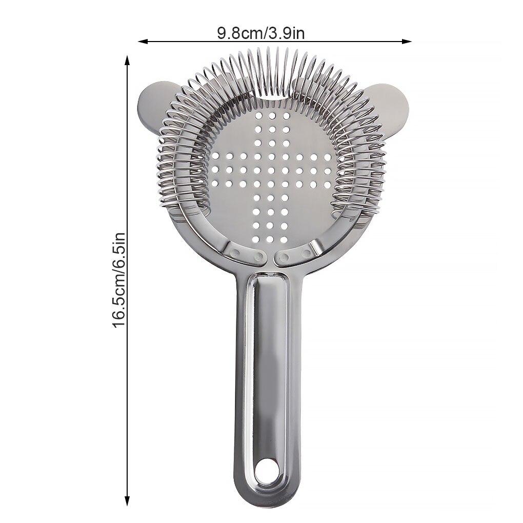 Mixing Spoon Stainless Steel Cocktail Shaker Mixer Drink Hawthorne Strainer Ice Tongs Measure Cup Bartender Bar Tools Kit: Strainer