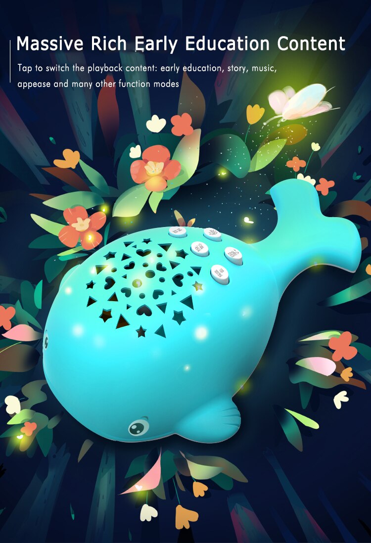 Baby Projectie Verhaal Machine Kindje Rustgevende Begeleiden Kleine Walvis Baby Gloeiende Speelgoed Nachtlampje Slaap Lamp Baby Veiligheid