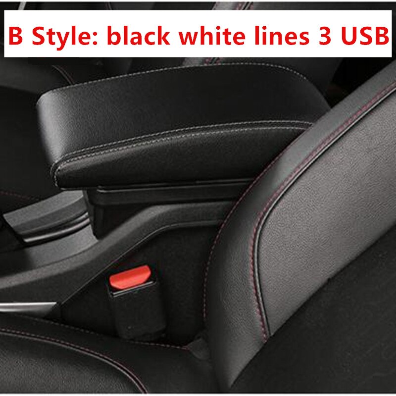 Pour Clio 4 accoudoir boîte magasin central boîte de contenu avec interface USB: B Black white line