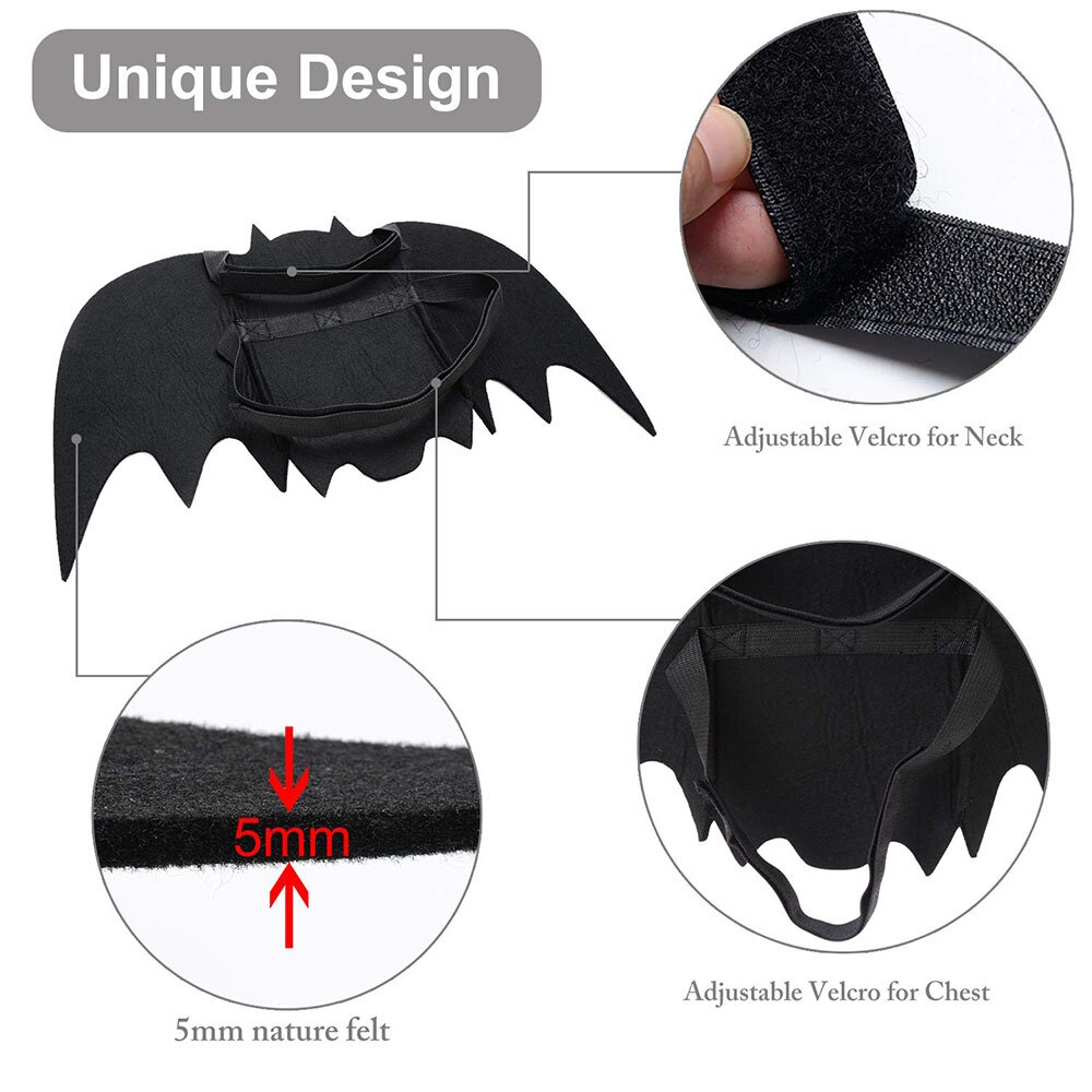 Costume Chauve-souris Pour Chat Ou Chien - Taille S, En Feutre Léger, Ajustable, Parfait Pour Halloween