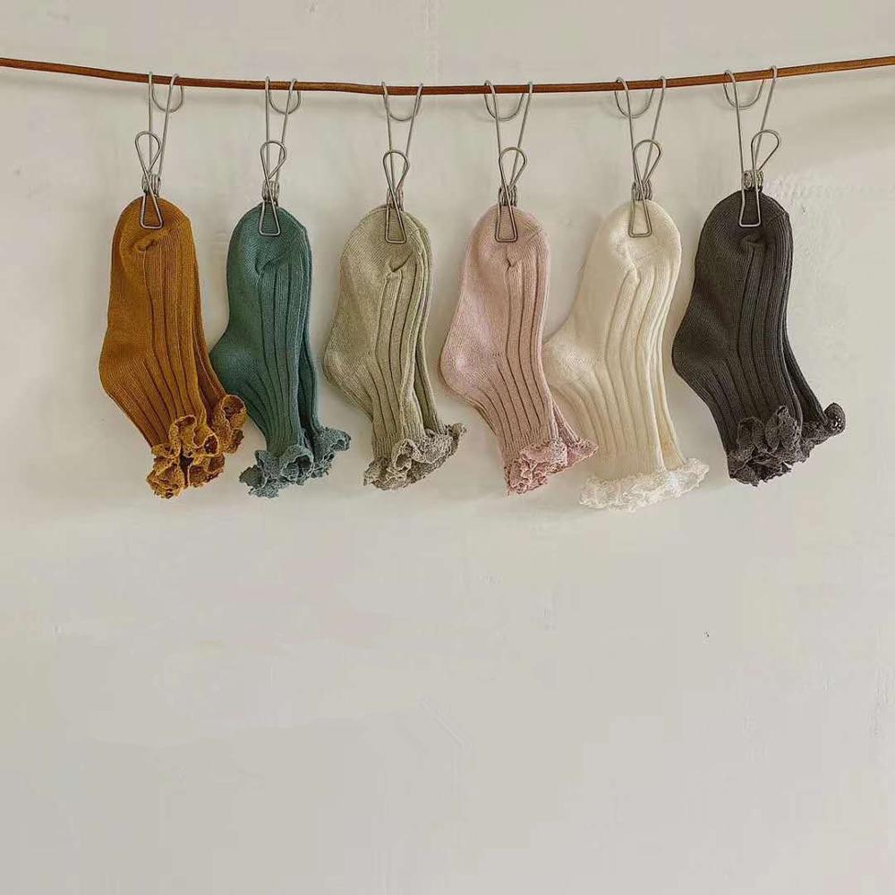 Neue Herbst Koreanische Stil Baby Mädchen Spitze Prinzessin Socken SchöNe Kleinkinder freundlicher Gestrickte Socken 6 Paare