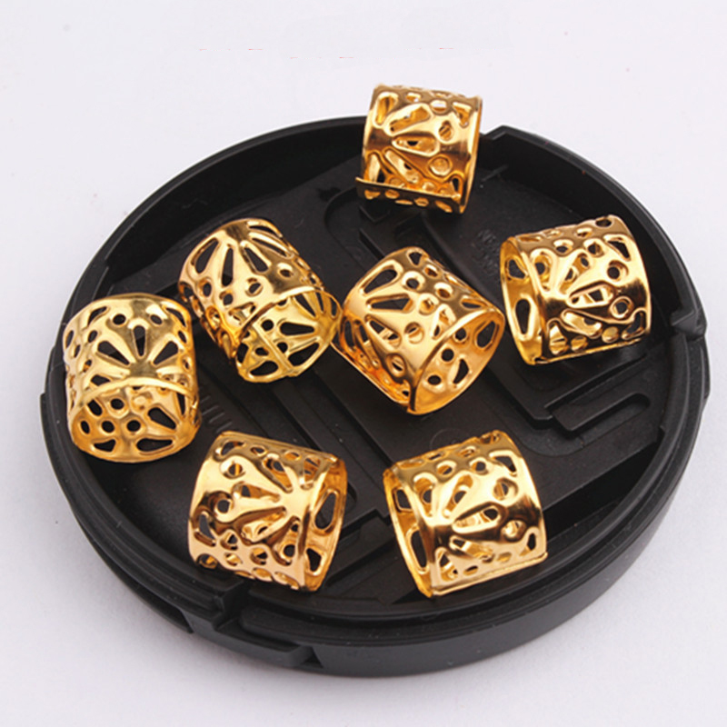 10 unids/lote 6x9mm cuentas doradas y plateadas, cuentas ajustables para trenzas de pelo, anillos trenzados para el cabello, Clips para puños, tubos, herramienta de estilismo de joyería: Borgoña