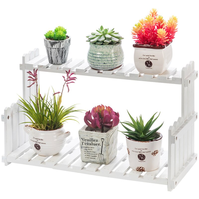 Øverste nedre justerbare massivt træ plante stå stue gulv flerlags blomsterpotte rack altan udendørs dekoration