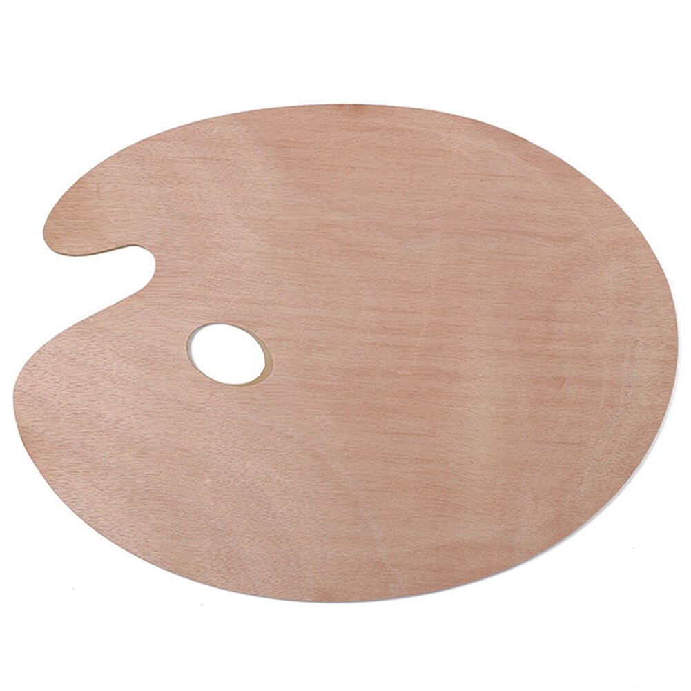 Smooth Tray Palette Art Supplies Watercolor Oval Oil Painting Flat Artist With Thumb Hole Wooden Acrylic #0103