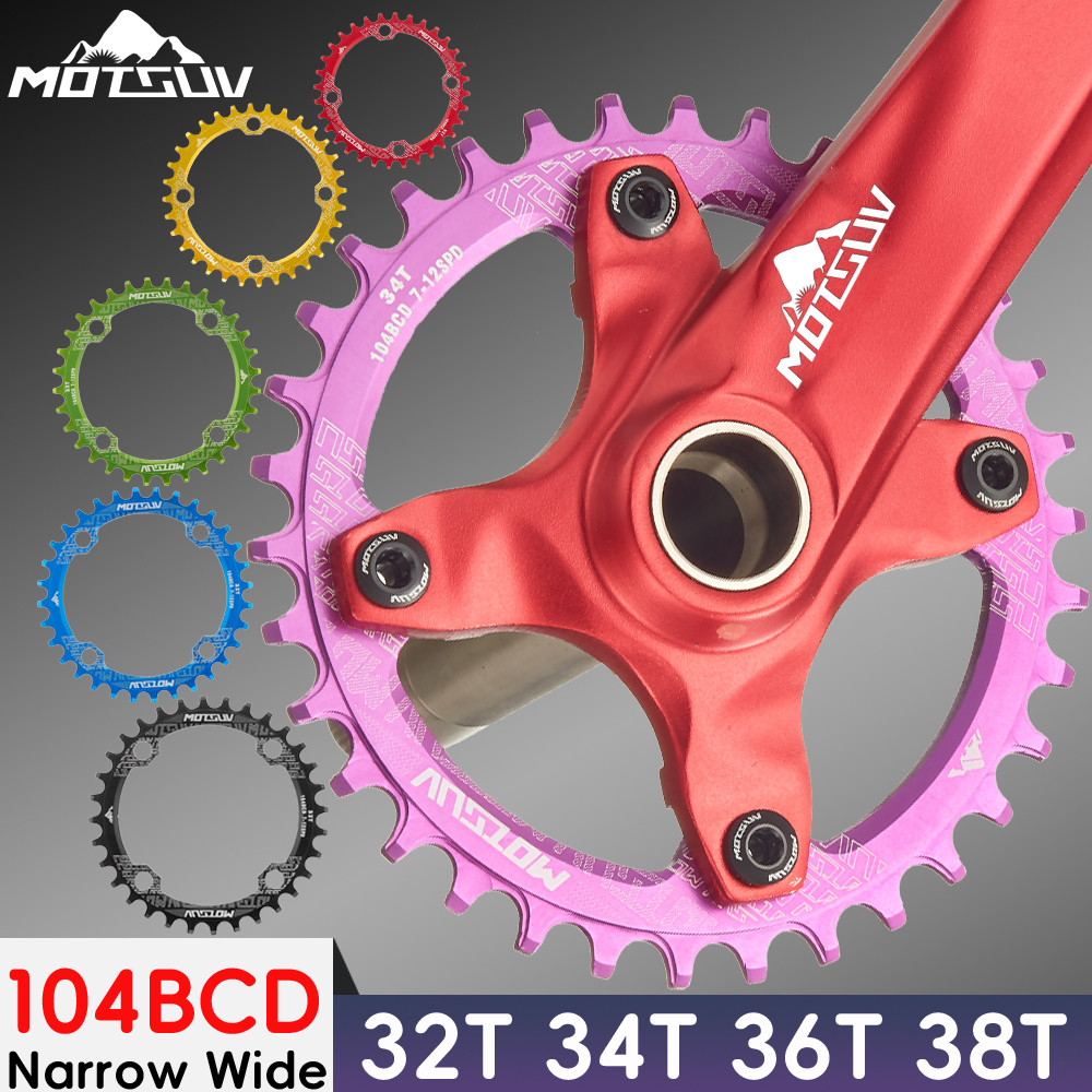 Motsuv Fiets 104BCD Crank Smalle Brede Kettingblad Aluminium Mtb Ronde 32T 34T 36T 38T Fietsen Tand Kettingwiel Onderdelen