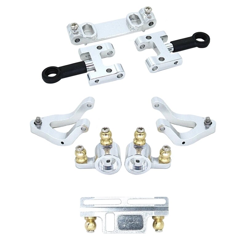 Pièces de mise à niveau de voiture de camion WPL D12 1/10 RC, bras oscillant supérieur inférieur en métal, tasse de direction, accessoires: Silver