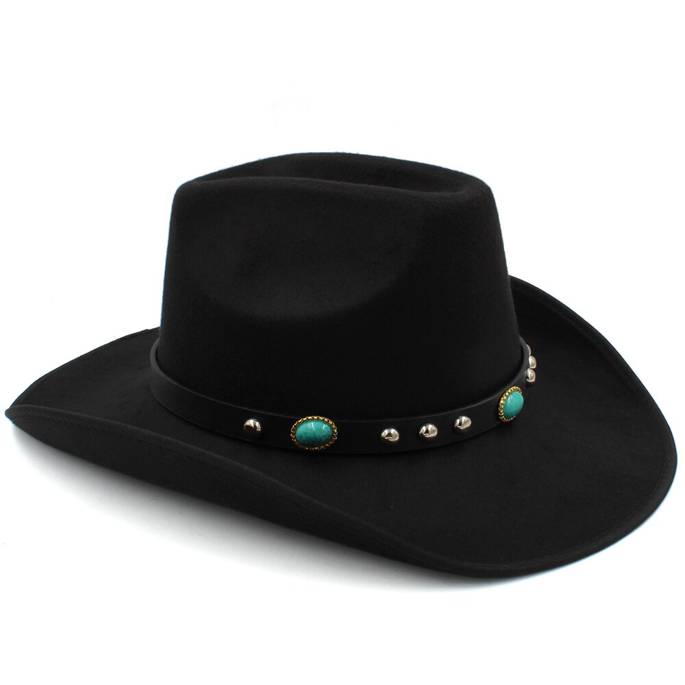 Männer Frauen Wolle Western Cowboy Hüte Breiter Krempe Sonnenhüte Party Reisen Sombrero draussen Kappen Klassische retro UNS Größe 7 1/4 UK L