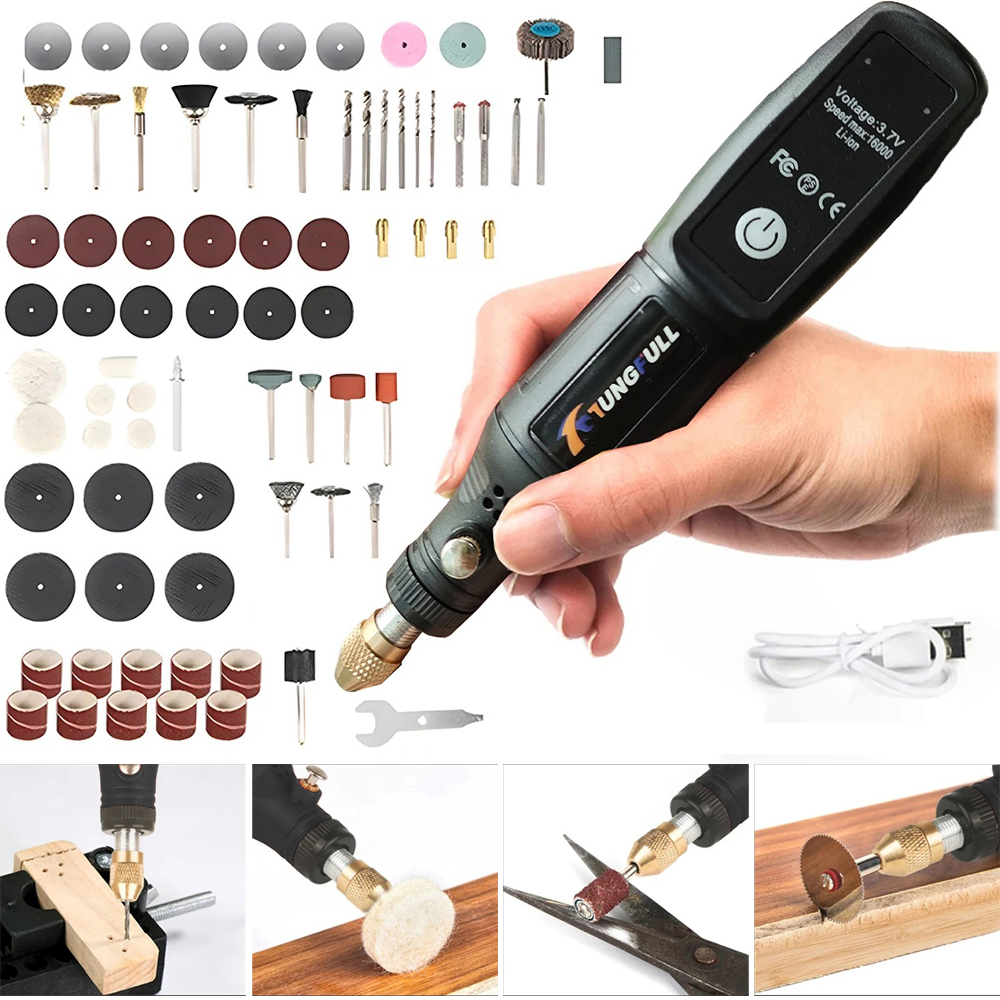 Mini perceuse USB sans fil, outil rotatif, gravure sur bois, stylo de bricolage, outils Dremel pour bijoux métal verre, Mini perceuse électrique