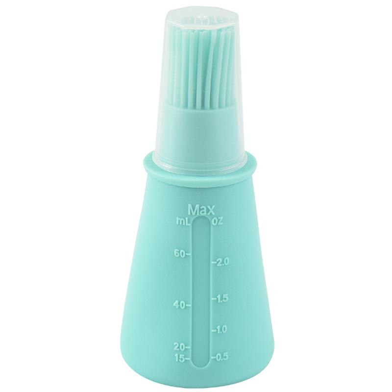 Silicone Oil Bottle Brush Multifunction Basting Brush Sauce Oil Bottle with Lid Silicone Oil Bottle Brush Kitchen Baking Coxeer: Blue