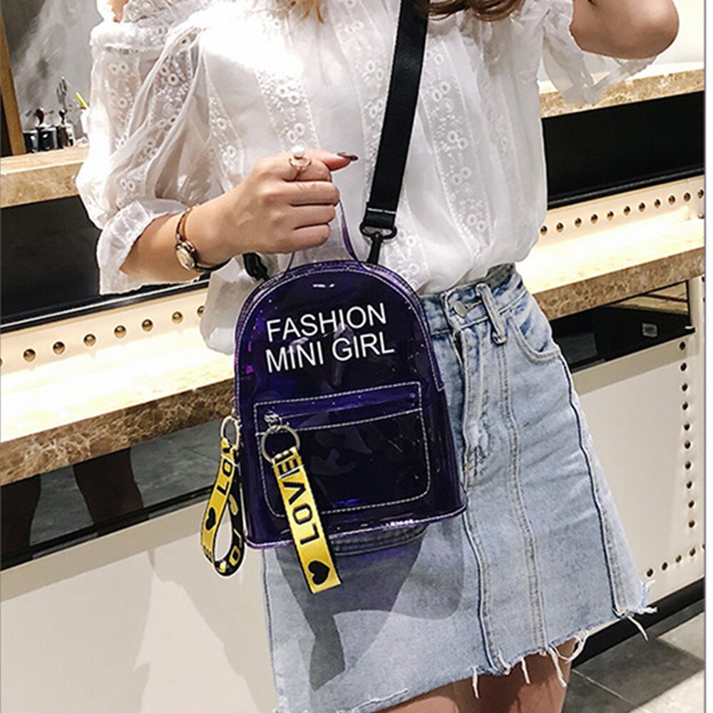 Mini Mochilas transparentes de PVC para Mujer, Mochilas escolares para adolescentes, niñas y niños, bolsas de viaje, bolsos de mano