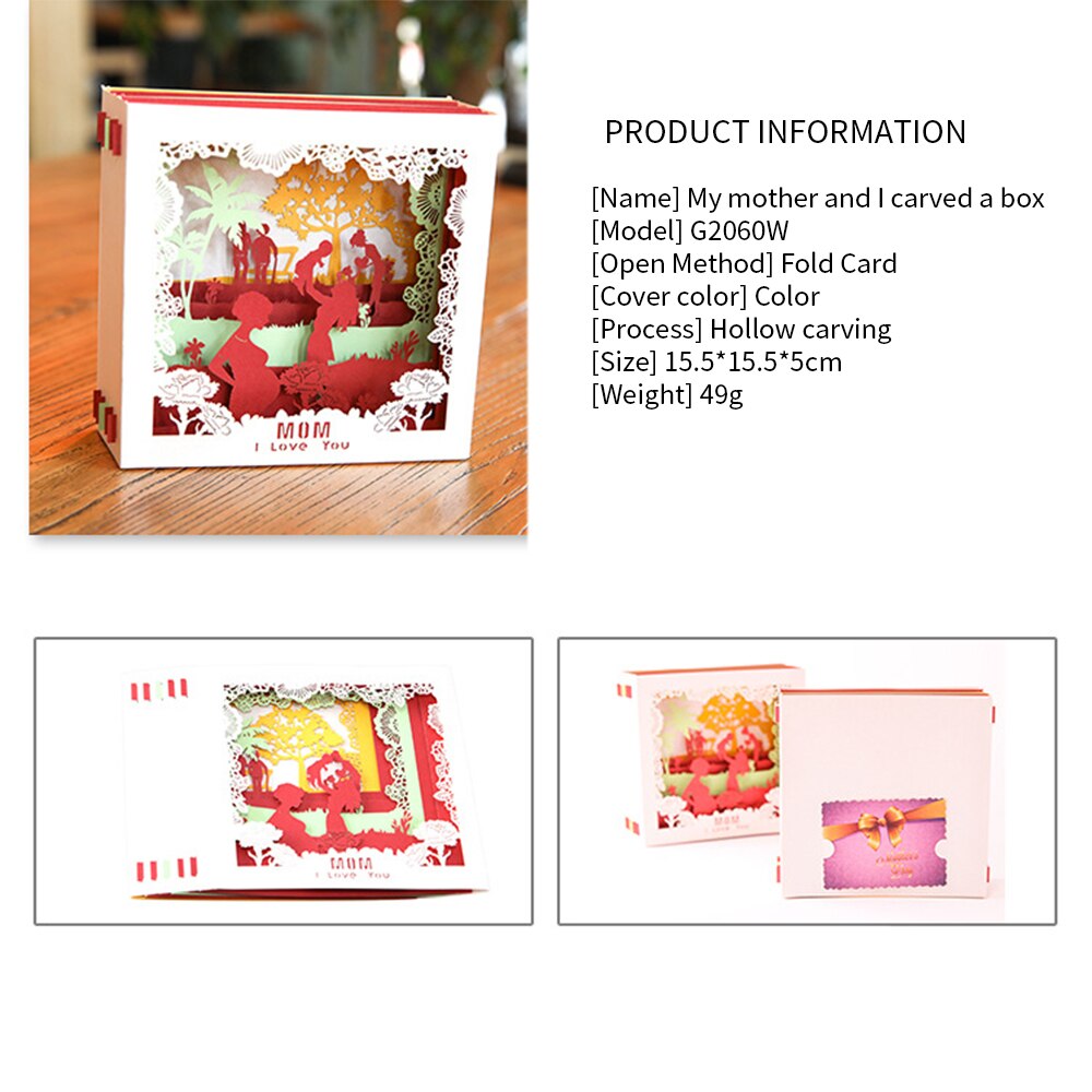 Mother's Day Greeting Invitation Cards UP Beautiful Home Cut Rose Flower Card 3D Decorating Happy Birthday