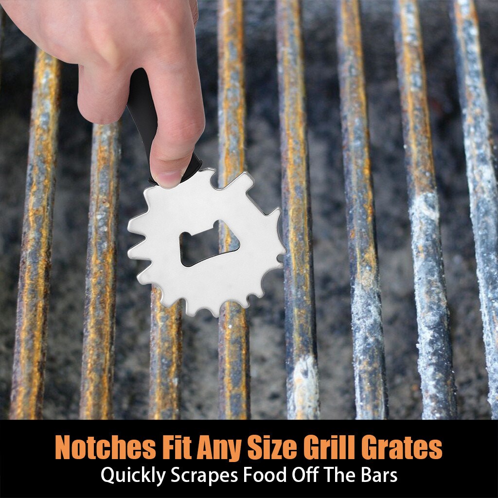 Rvs Bbq Borstel Gereedschap Schoonmaken Schraper, Grill Schoonmaak Slot Blade Voor Cleaning Metalen Grillen Roker Oven Rekken