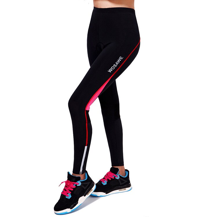 WOSAWE Cycling Pants Sportswear Women's Bike Trousers Bicycle Riding Clothing Padded Spring Female Pants Green Red: Red / S