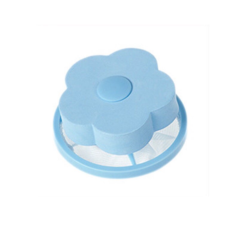 1Pcs Durable Remover Washing Machine Filter Bag Flower Ball Hair Lint Fluff Grabbing Absorb Residual Debris Reusable Hair: Blue