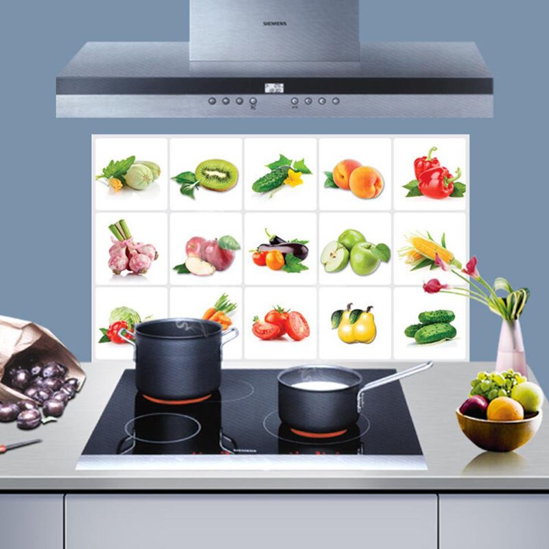 3D DIY Vinyl Oil-proof Kitchen Wall Stickers Vegetable Fruit Poster Tile Mural Home Decoration Removable Wall Decals
