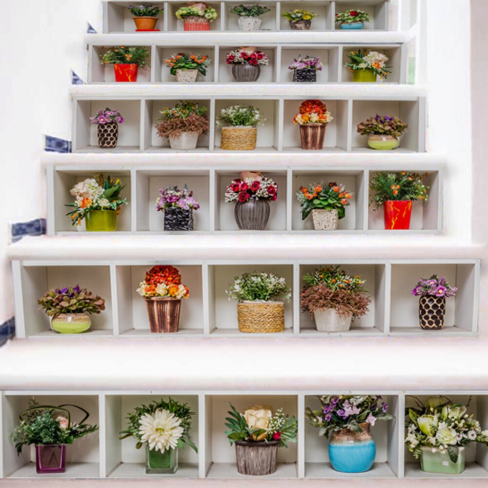 3d tredimensionelle pottegrønne plante dekoration trapper klistermærker