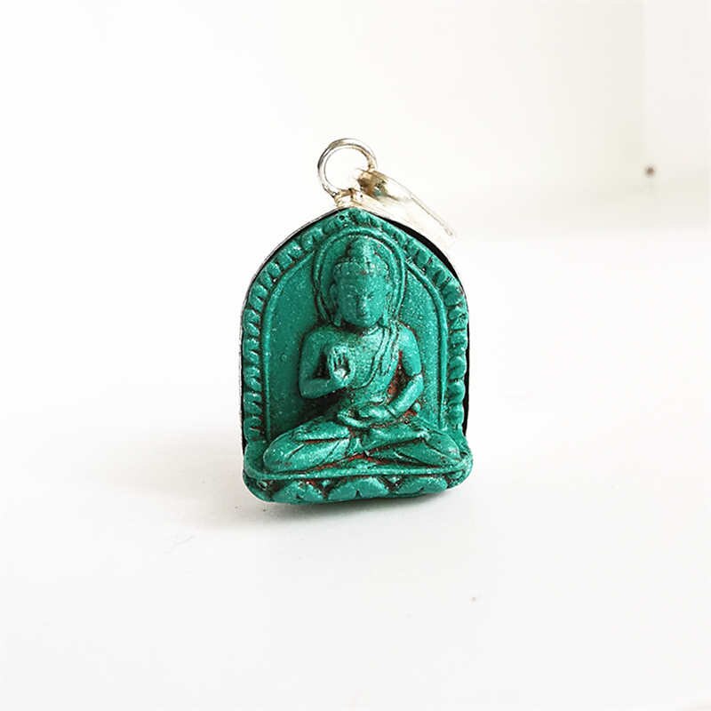 TBP684 Tibetischen Tonne Skulptur Buddha Amulette Anhänger Tasche Buddha Simulierte Türkisen Verkrustete Buddha Tara Ganyin: B. schützen