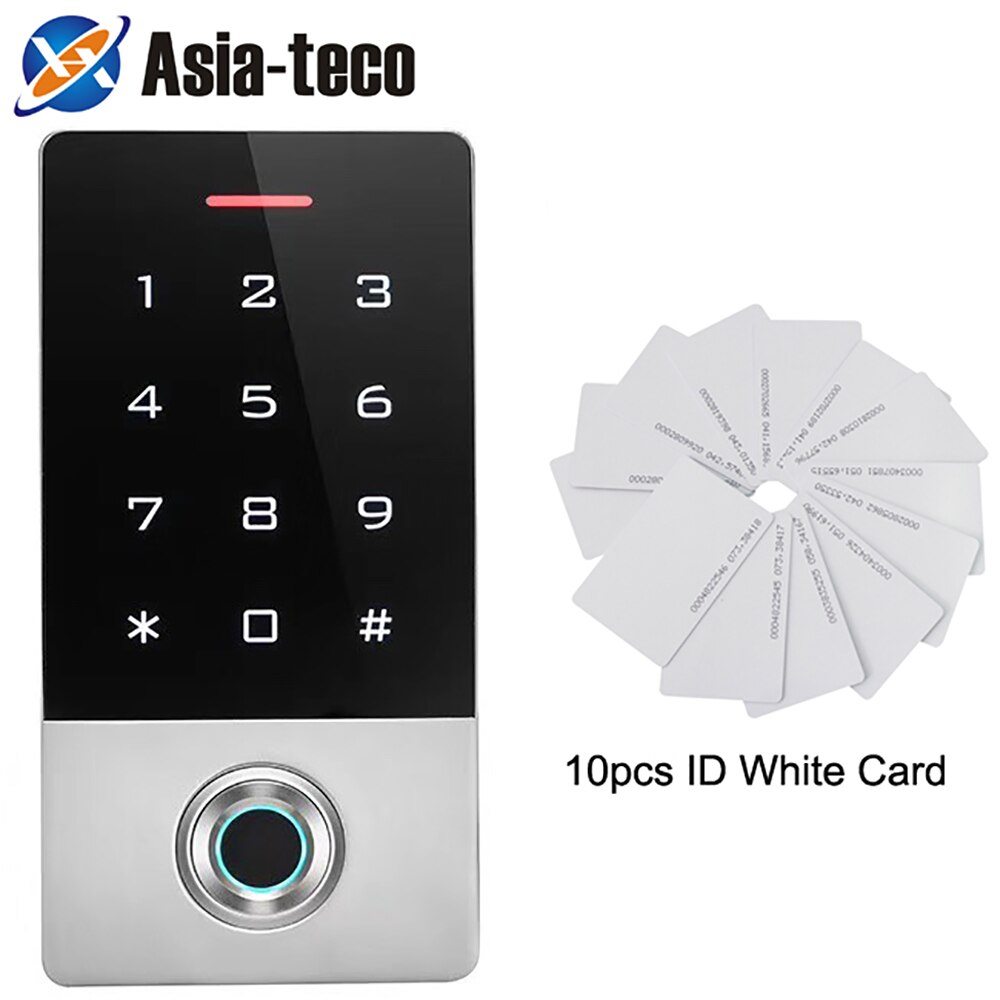 Backlight Waterproof Touch key 10000 user 125khz RFID Fingerprint Access Control Electronic Door Lock Electric Gate Opener: AC and 10 Card