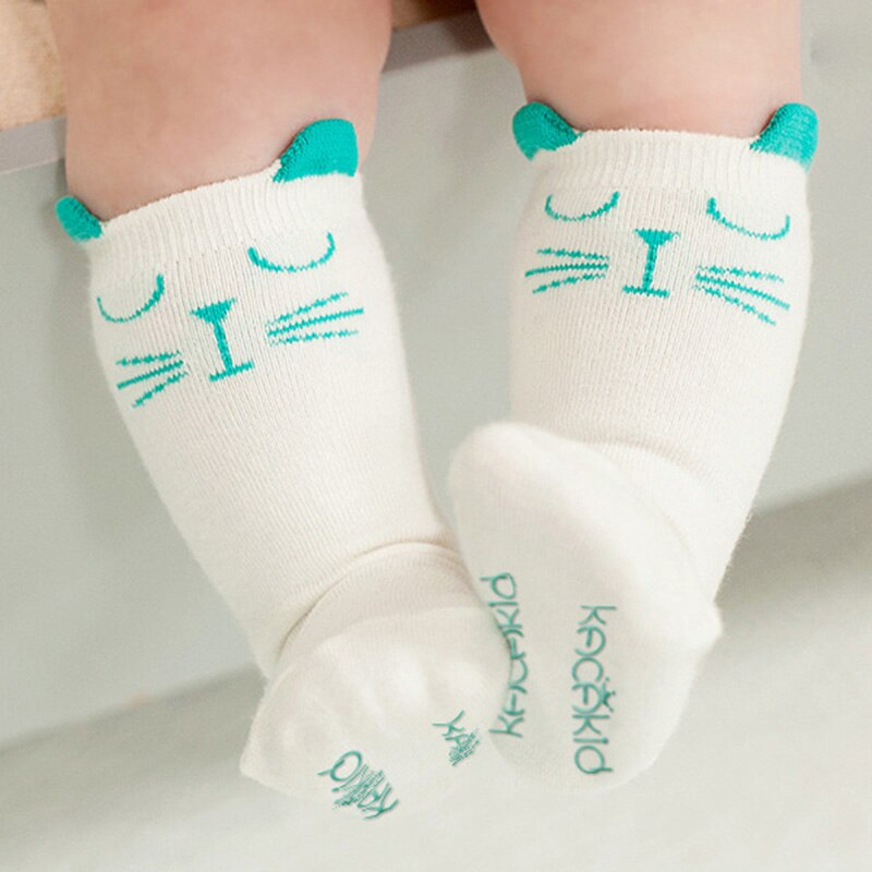 Hylidge Leuke Cartoon Baby Knie Sokken Lente Zomer Kinderen Kids Lange Sokken Veelkleurige Meisje Jongens antislip Vloer Sokken: White Cat / 24M