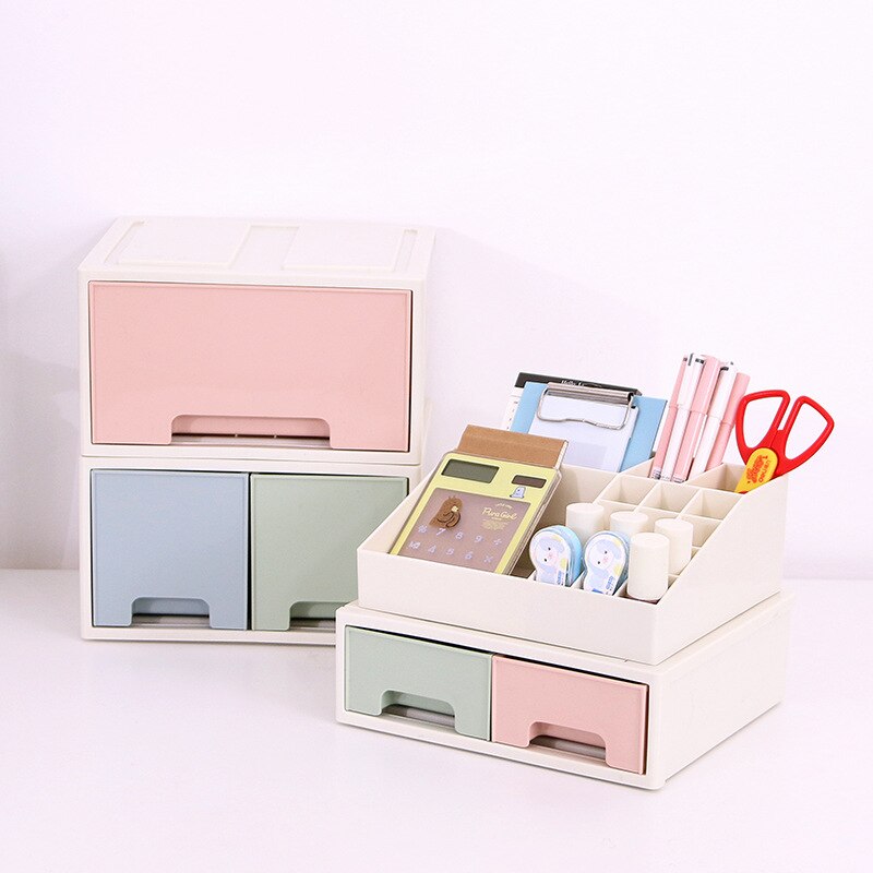 Japanese Plastic Drawer Desktop Storage Box Cabinets Debris Makeup Organizer Jewelry Case Office Stationery Drawer Boxes 1pc