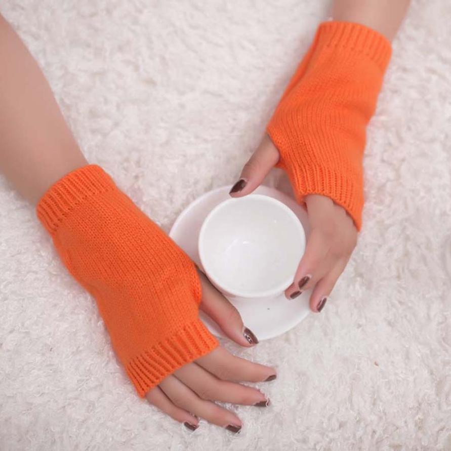 Muqgew Mooie Vrouwen Meisje Prachtige Gebreide Haak Arm Vingerloze Warm Thermische Winter Handschoenen Zachte Warme Handschoen Wanten: Orange