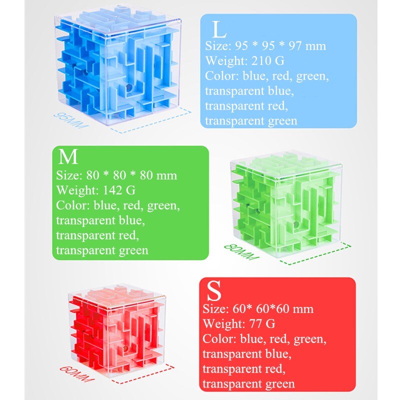 3D迷路マジックキューブ透明六面魔方陣ローリングボール知能ゲームcubos迷路教育子供のパズルのおもちゃ