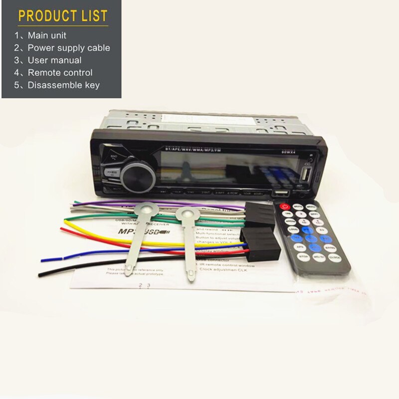 Radio con Bluetooth para coche, reproductor MP3 de 12V, manos libres, estéreo, Radio FM, compatible con luces de 7 colores, USB/TF Dual con entrada auxiliar en el tablero